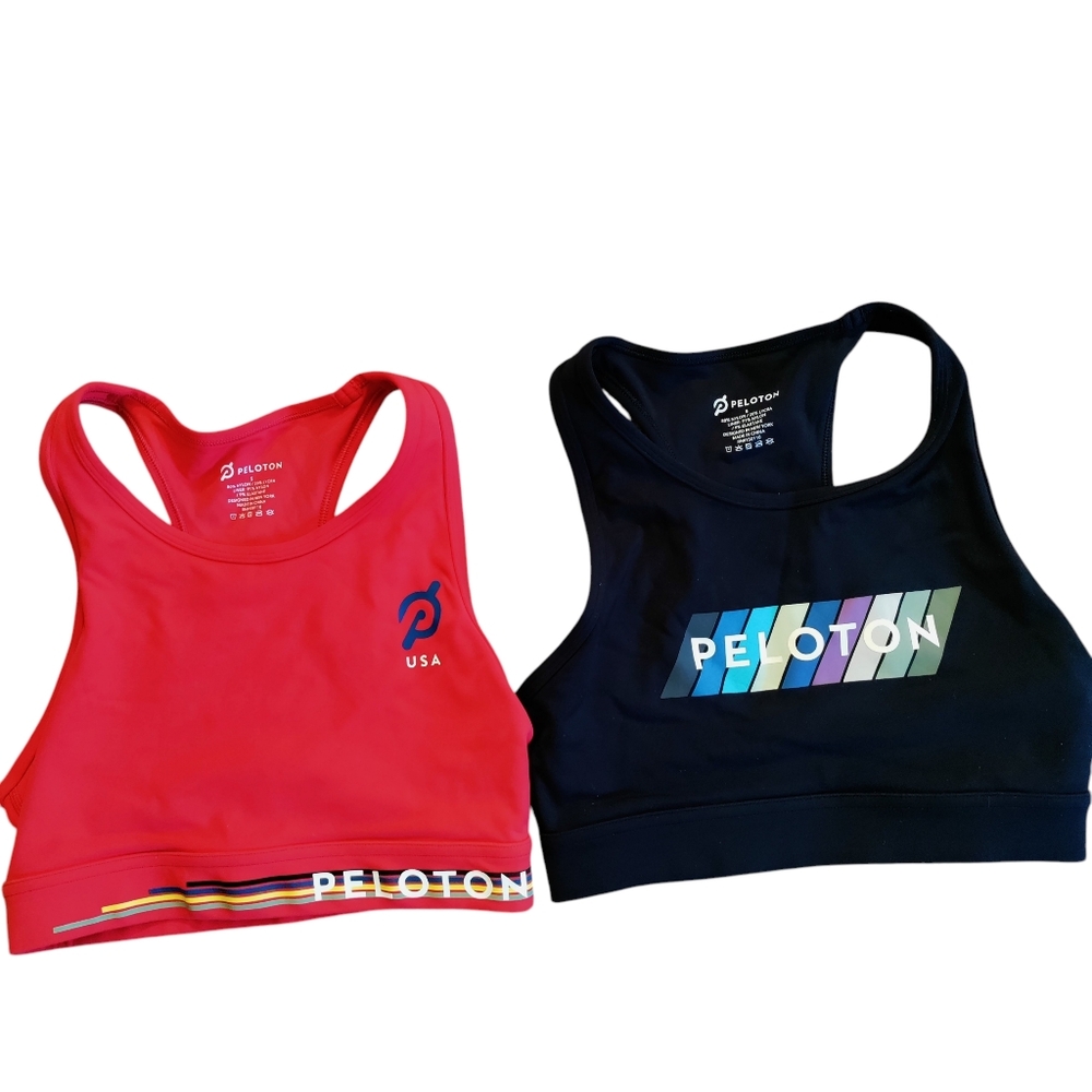 Peloton Sports Bra Bundle Spellout Logo Racerback Cutout Gym Training Comfort